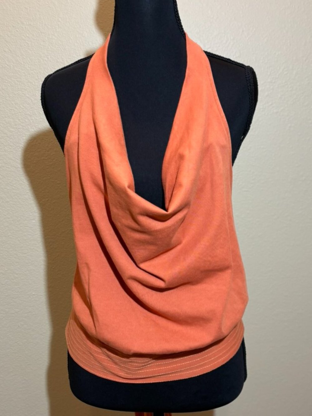 Zara Orange Halter Top — Open Back, Bow Tie Waist, Scoop Neck, Size L